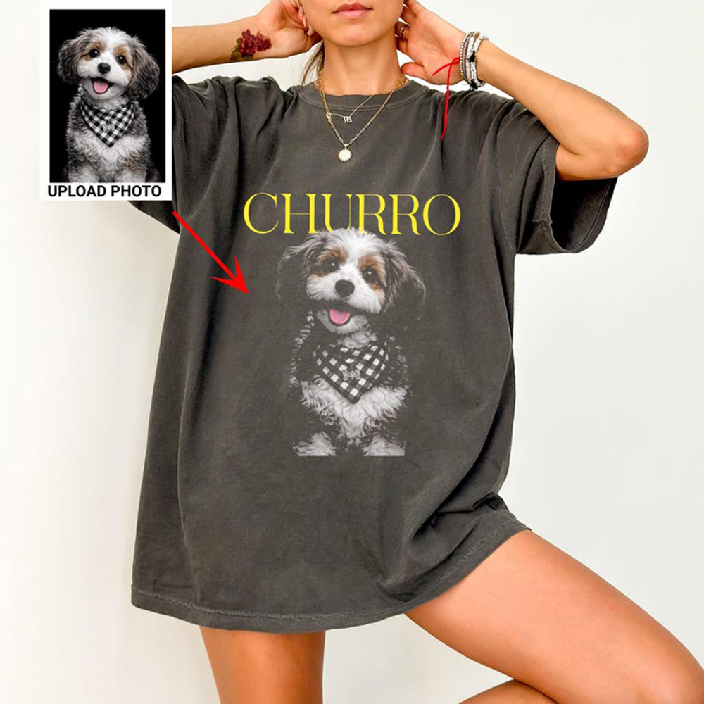 Pet Portrait Custom - T-shirt personnalisé avec portrait d'animal de